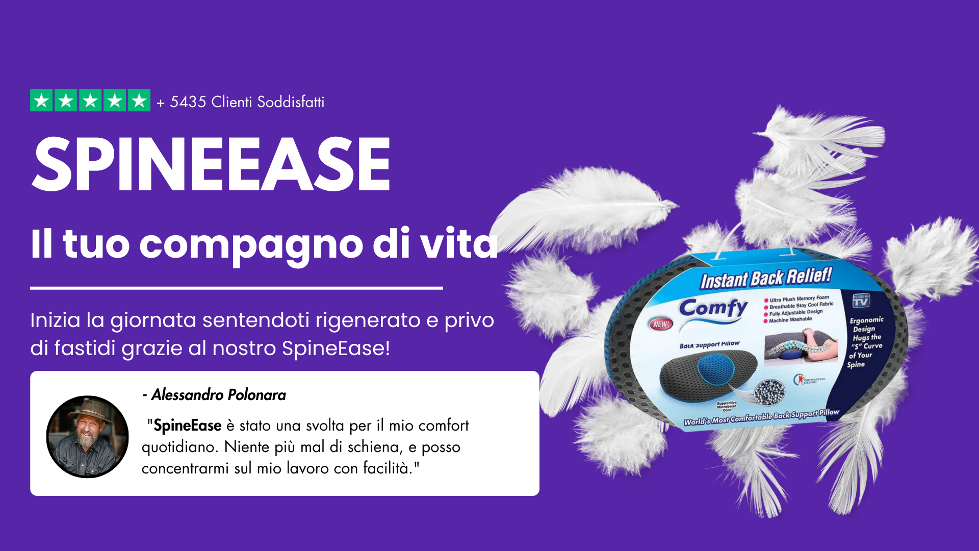 SpineEase - Il Cuscino Più Comodo del Mondo per Sostenere la Schiena e la  Sciatica